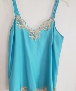 Silk camisole tank top with lace trim